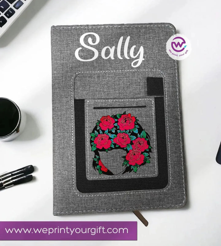 Notebook with fabric Cover& pocket- Names - WE PRINT