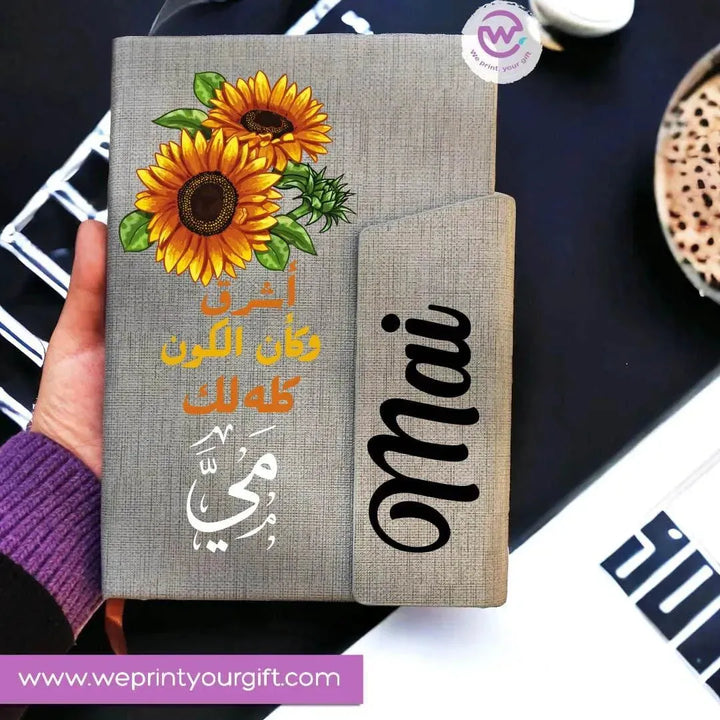 Notebook with magnetic closure-Sunflower - WE PRINT