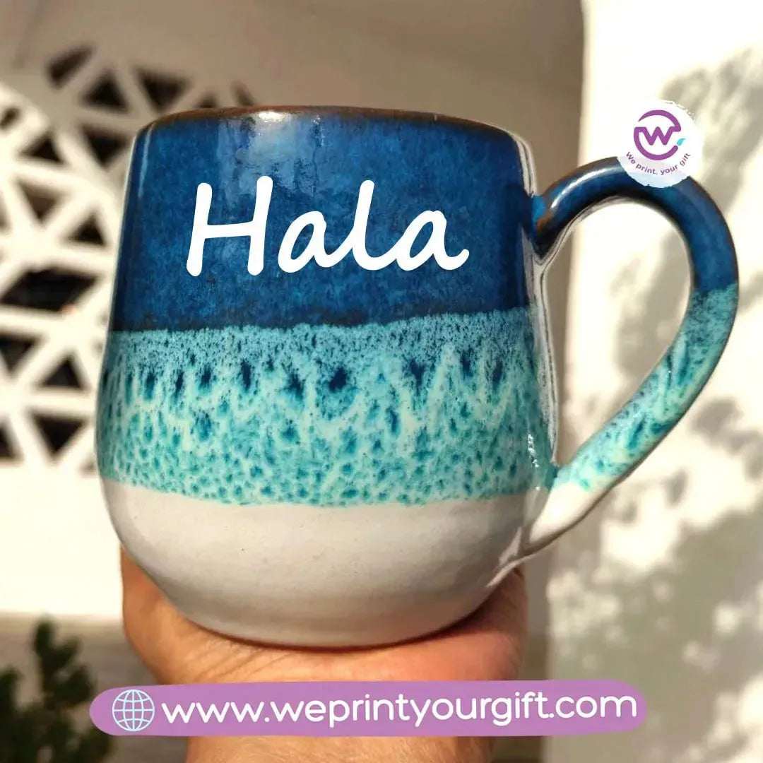 Ocean Handmade Pottery Mug- English names - WE PRINT