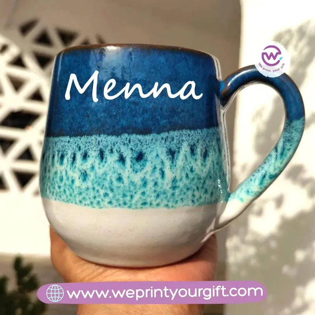 Ocean Handmade Pottery Mug- English names - WE PRINT