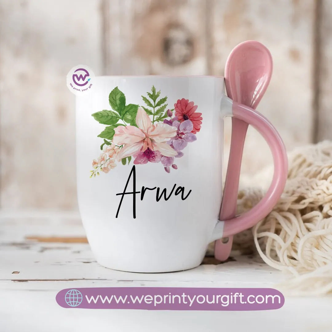 personalized mug- spoon mug- Names - WE PRINT