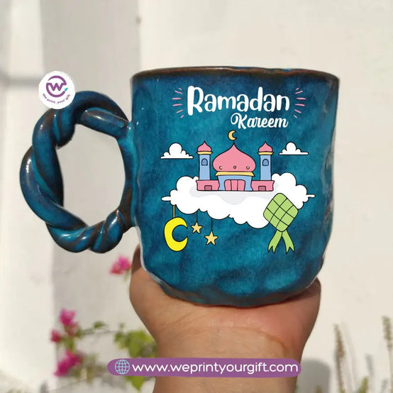 Blue Cloud Handmade Pottery Mug – 300 ml | Ramadan Designs - WE PRINT