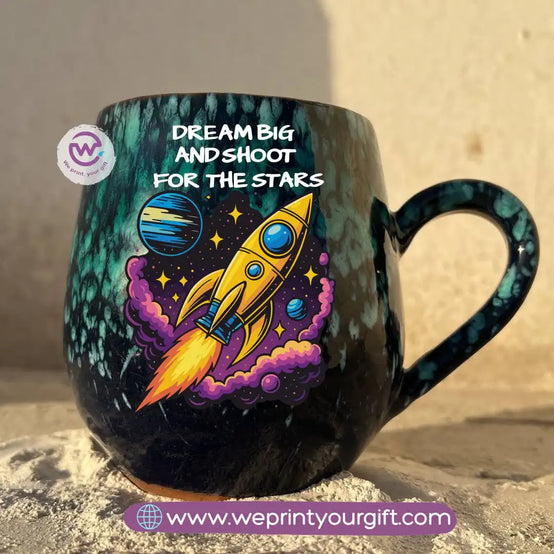 Dark Blue & Green Galaxy Pottery Mug – 400 ml | Digital Art Designs - WE PRINT