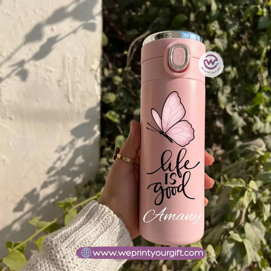 Stainless Steel Thermal Mug with Digital Temperature Display – 420ml - Motivational Floral Designs - WE PRINT