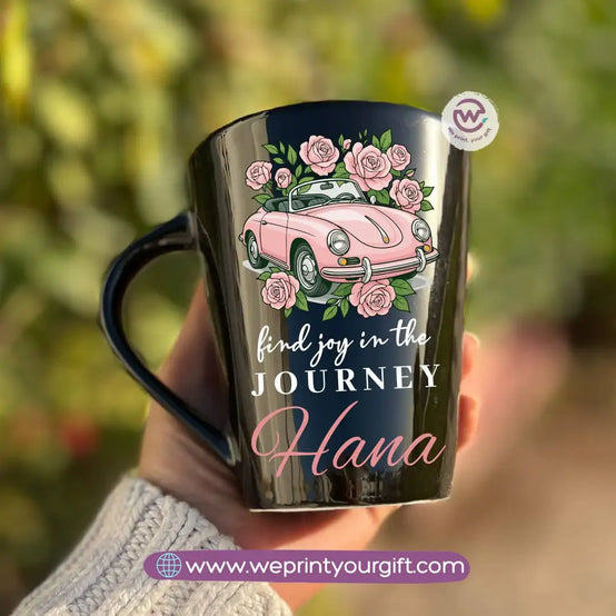 Motivational Digital Art Edition Black Conical Porcelain Mug – 350 ml | UV Raised Sticker Printing - WE PRINT