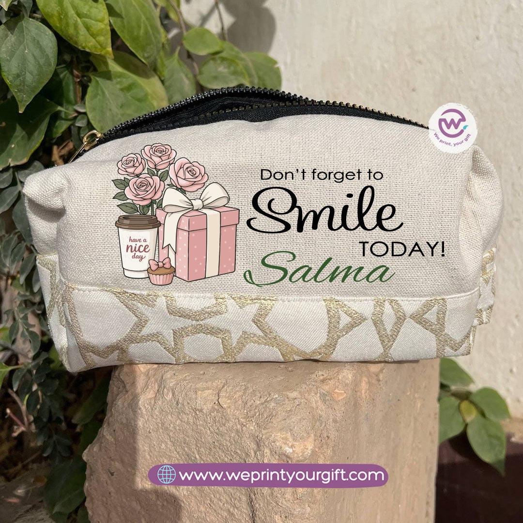 Islamic Pattern Digital Art Boxy Pouch – Cotton Makeup & Pencil Case