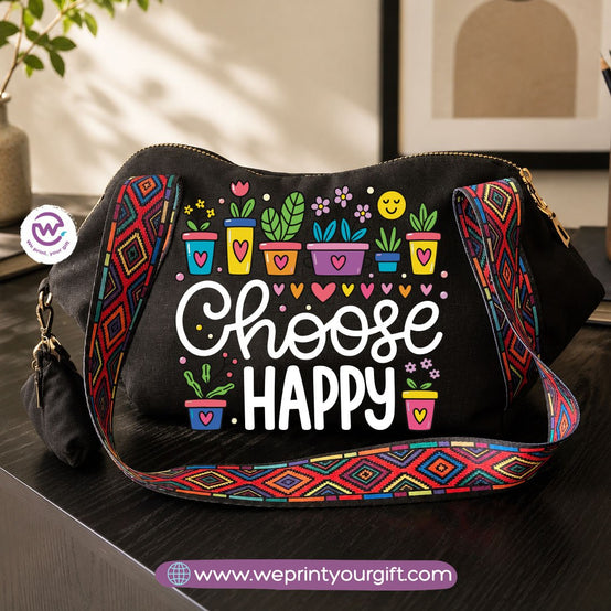 Floral Motivational Shoulder Bag & Pouch Set