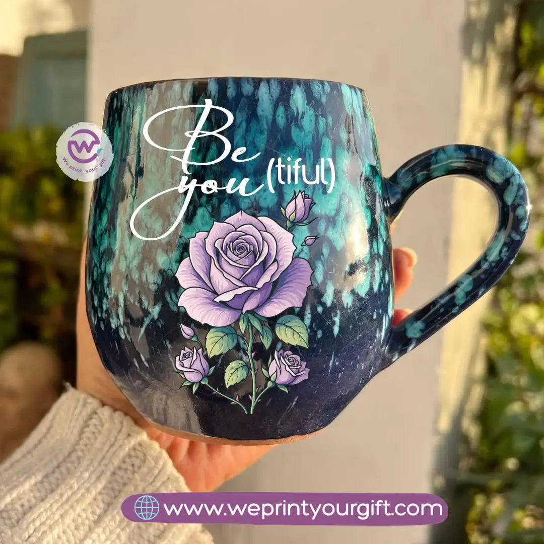 Dark Blue & Green Galaxy Pottery Mug – 400 ml | Digital Art Designs - WE PRINT