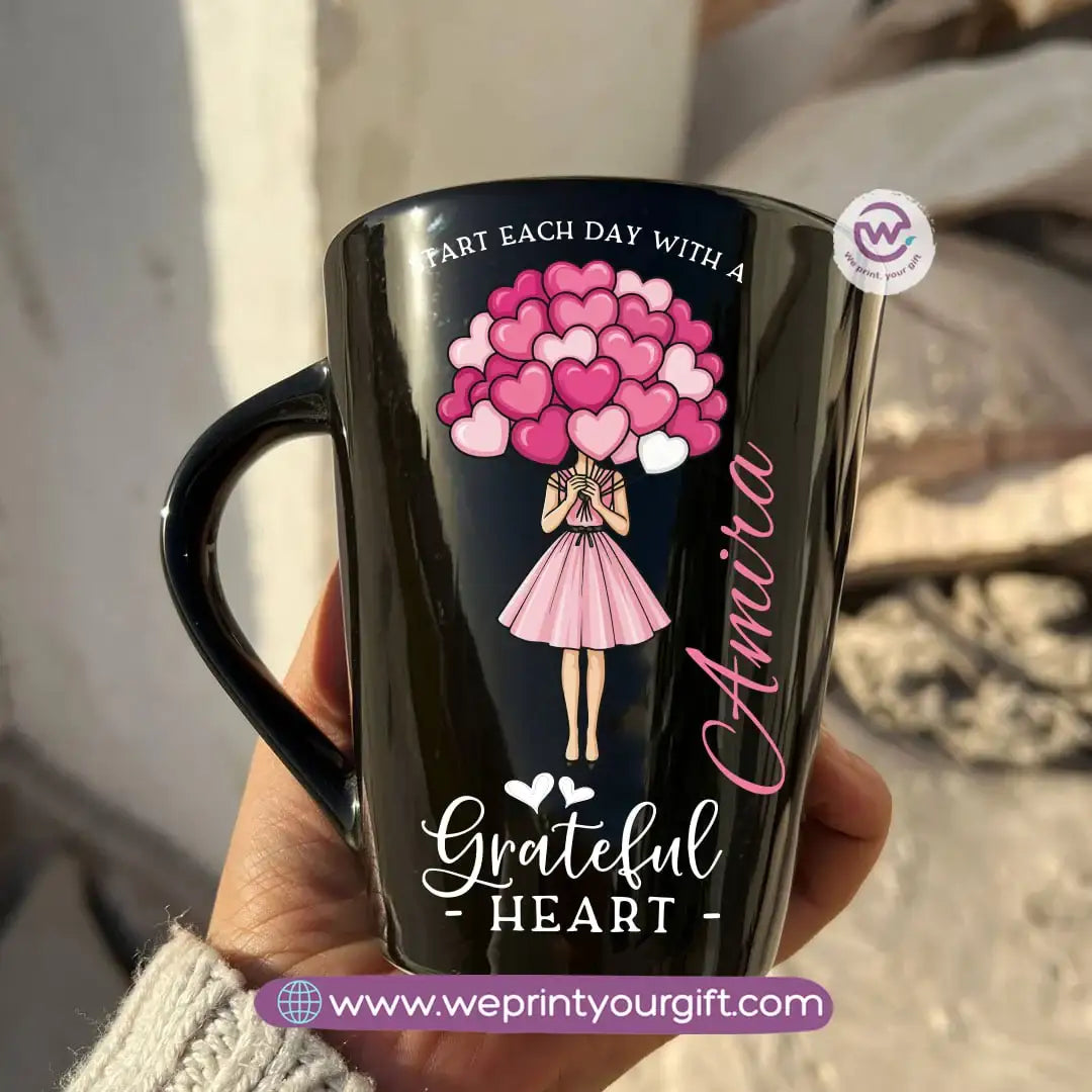 Motivational Digital Art Edition Black Conical Porcelain Mug – 350 ml | UV Raised Sticker Printing - WE PRINT