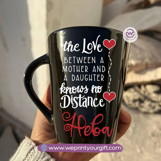 Mother’s Day Edition Black Conical Porcelain Mug – 350 ml | Elegant Love Designs | UV Raised Sticker Printing - WE PRINT