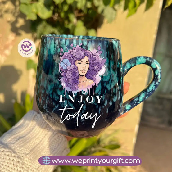Dark Blue & Green Galaxy Pottery Mug – 400 ml | Digital Art Designs - WE PRINT