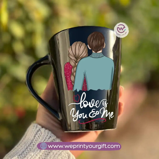 Valentine’s Edition Black Conical Porcelain Mug – 350 ml | UV Raised Sticker Printing - WE PRINT