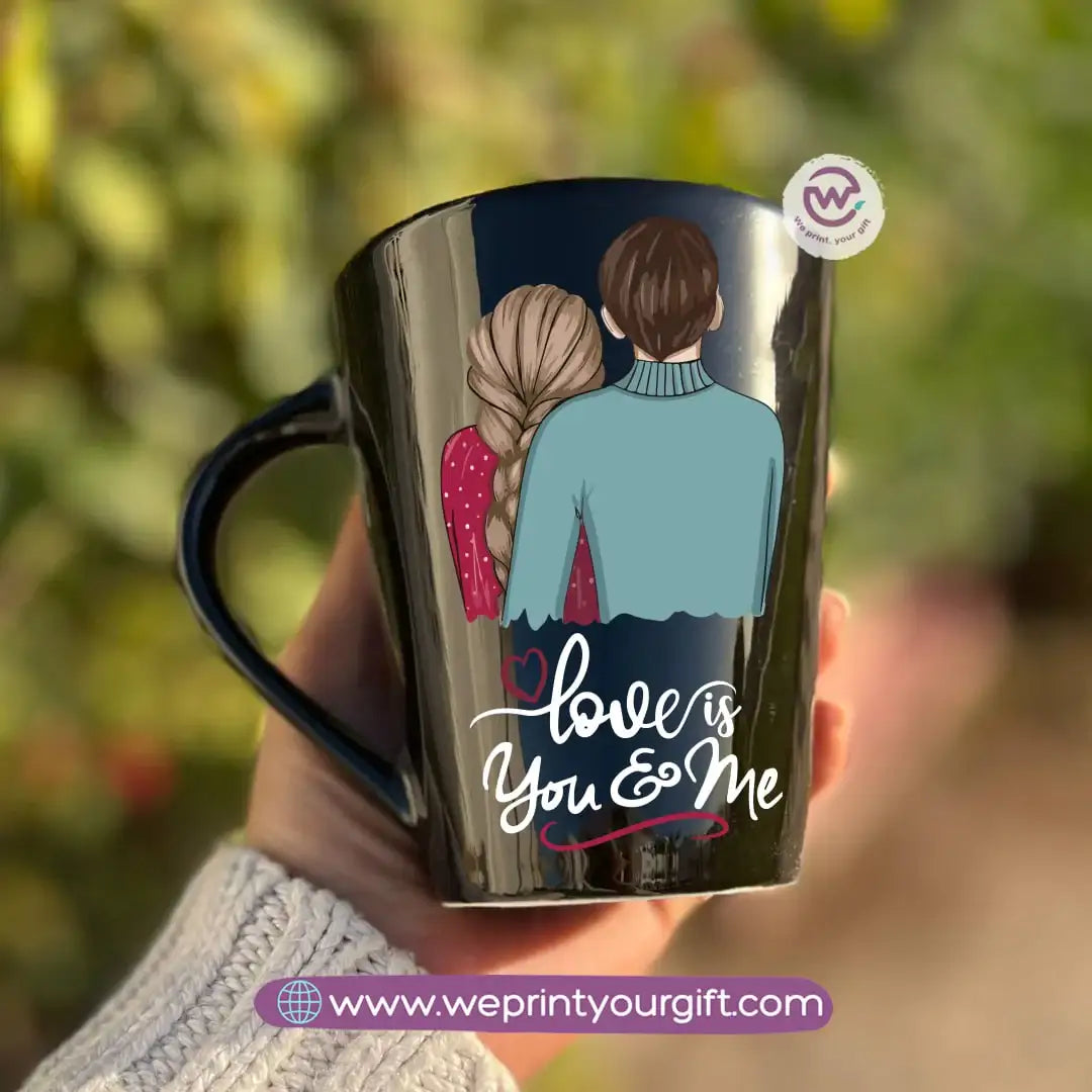 Valentine’s Edition Black Conical Porcelain Mug – 350 ml | UV Raised Sticker Printing - WE PRINT