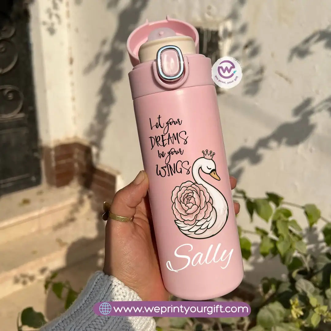 Stainless Steel Thermal Mug with Digital Temperature Display – 420ml - Motivational Floral Designs - WE PRINT