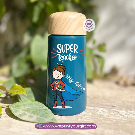Mini Thermal Coffee Mug – (150ml & 250ml) | Wooden Lid - Teacher Appreciation Edition