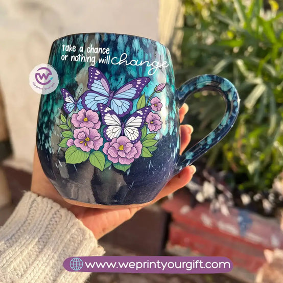 Dark Blue & Green Galaxy Pottery Mug – 400 ml | Digital Art Designs - WE PRINT