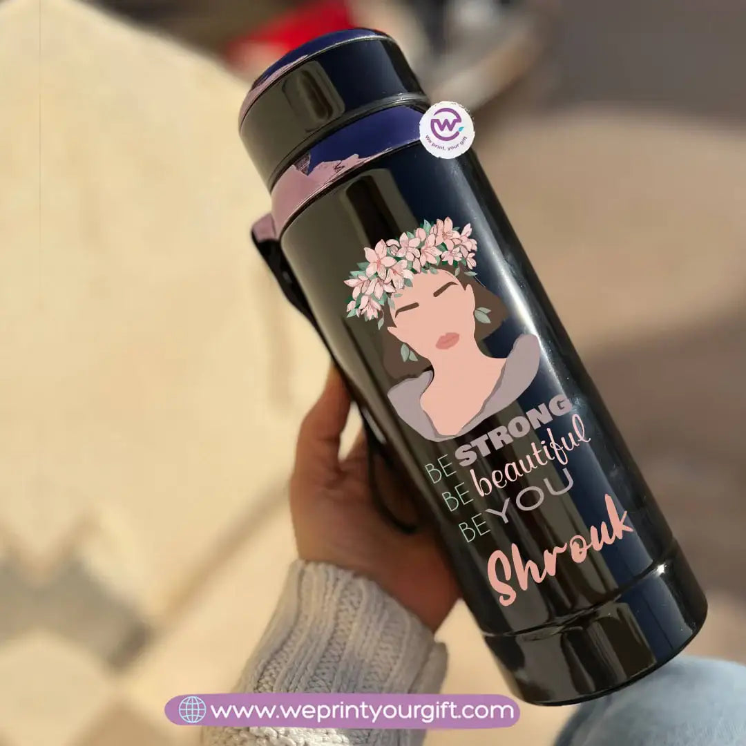Thermal Bottle Stainless Steel with Infuser – 800ml | Floral Motivational Personalized Design - WE PRINT