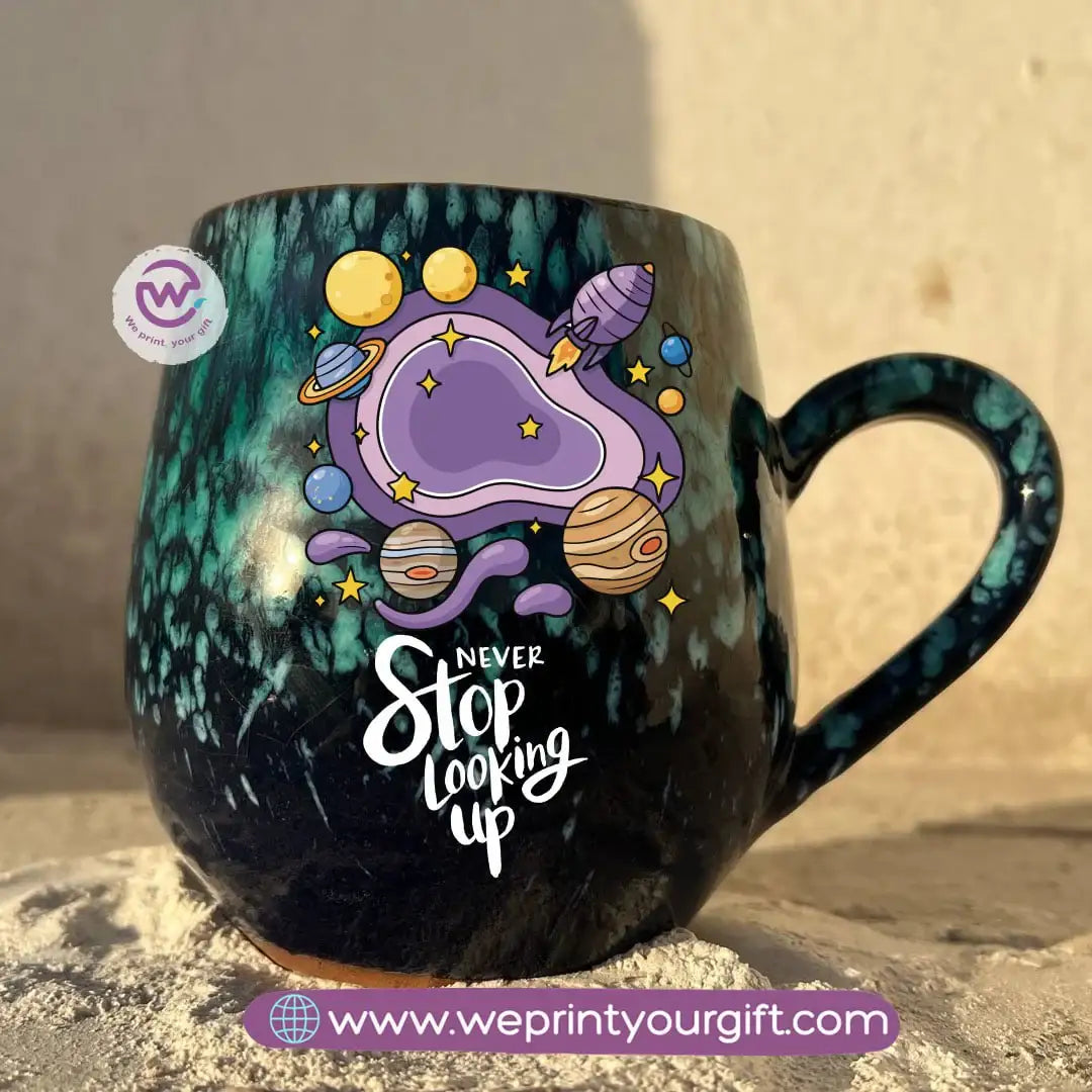 Dark Blue & Green Galaxy Pottery Mug – 400 ml | Digital Art Designs - WE PRINT