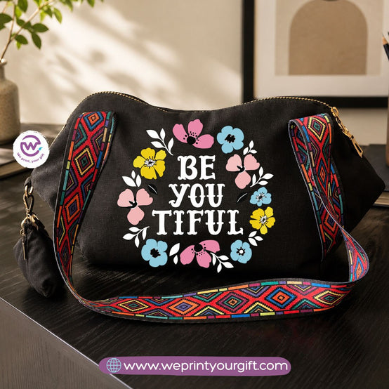 Floral Motivational Shoulder Bag & Pouch Set