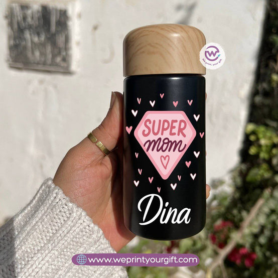 Mini Thermal Coffee Mug – (150ml & 250ml) | Wooden Lid - Mother’s Day Edition