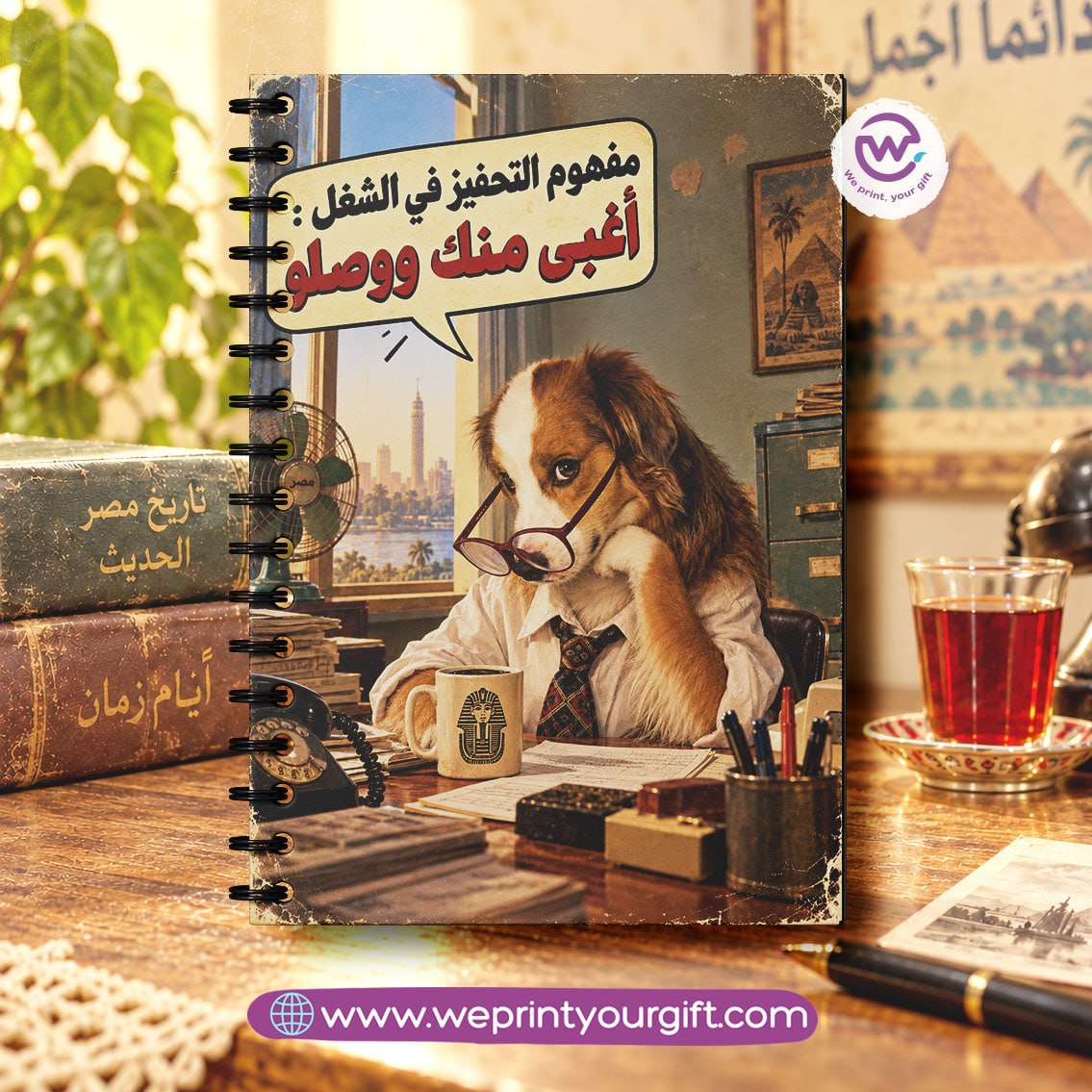 Retro Egyptian Workday Wooden Cover Notebook