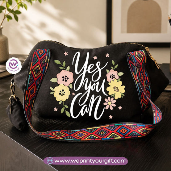 Floral Motivational Shoulder Bag & Pouch Set