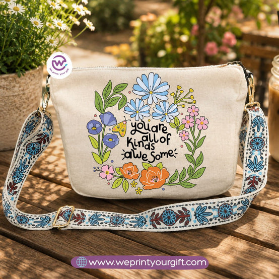 Encouraging Quote Shoulder Bags with Colorful Straps