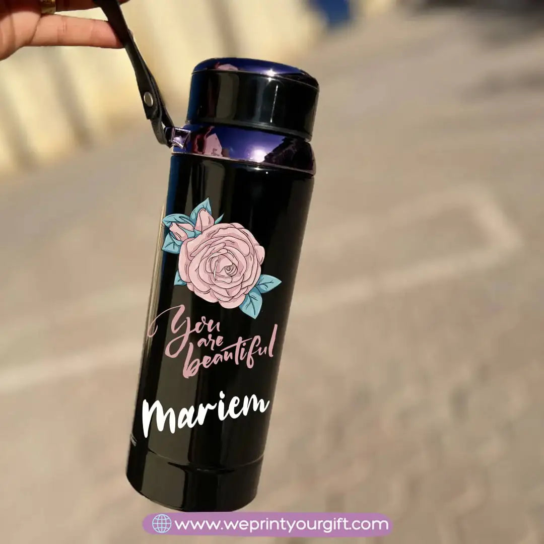 Thermal Bottle Stainless Steel with Infuser – 800ml | Floral Motivational Personalized Design - WE PRINT