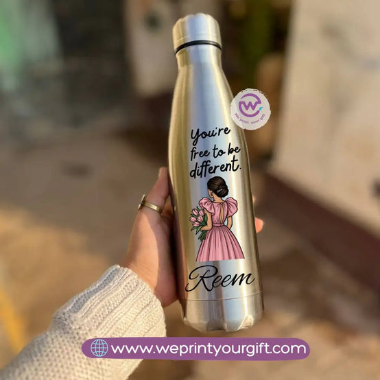 Silver Thermal Bottle with Motivational Digital Art – 500 ml - WE PRINT