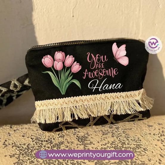 Pencil Case with Islamic Patterns & Tassels | Motivational Digital Art Designs – 17 × 23 cm - WE PRINT