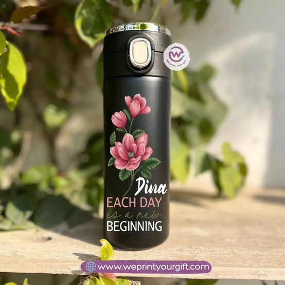 Stainless Steel Thermal Mug with Digital Temperature Display – 420ml Floral Designs - WE PRINT