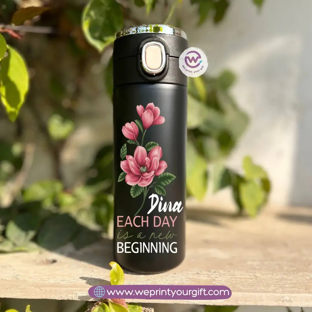 Stainless Steel Thermal Mug with Digital Temperature Display – 420ml Floral Designs - WE PRINT