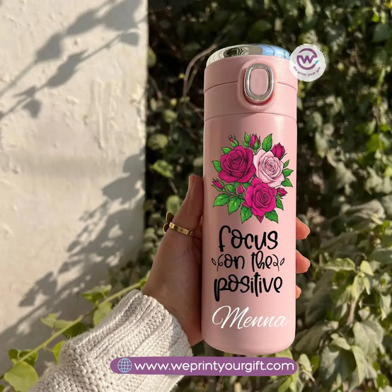 Stainless Steel Thermal Mug with Digital Temperature Display – 420ml - Motivational Floral Designs - WE PRINT