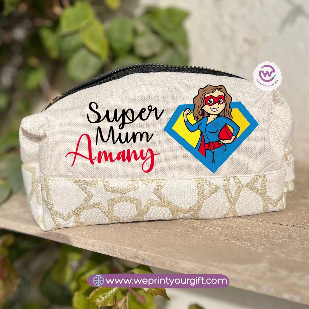 Islamic Pattern Mother’s Day Boxy Pouch – Cotton Makeup & Pencil Case