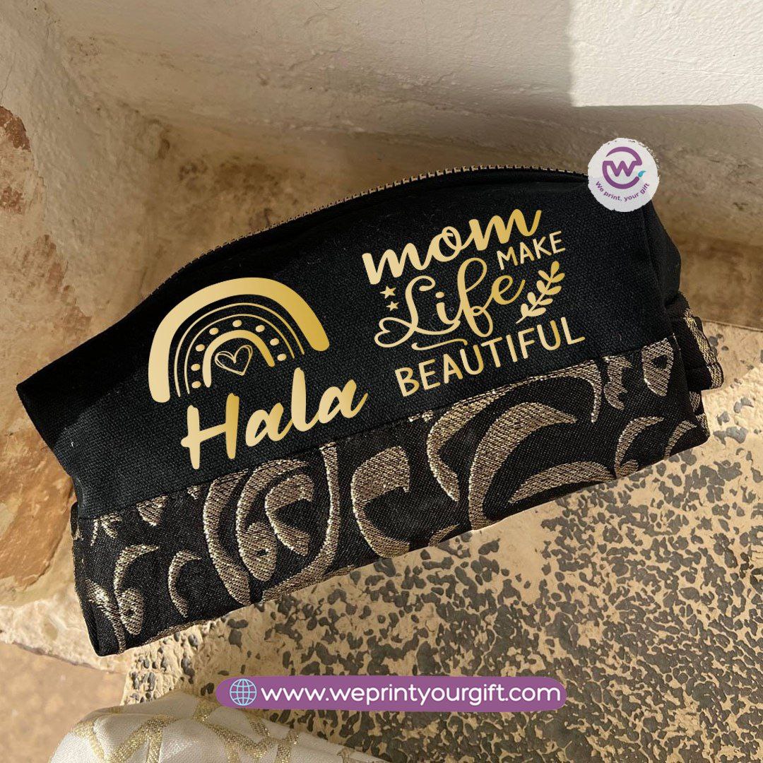 Islamic Pattern Mother’s Day Boxy Pouch – Cotton Makeup & Pencil Case