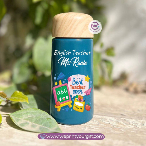 Mini Thermal Coffee Mug – (150ml & 250ml) | Wooden Lid - Teacher Appreciation Edition