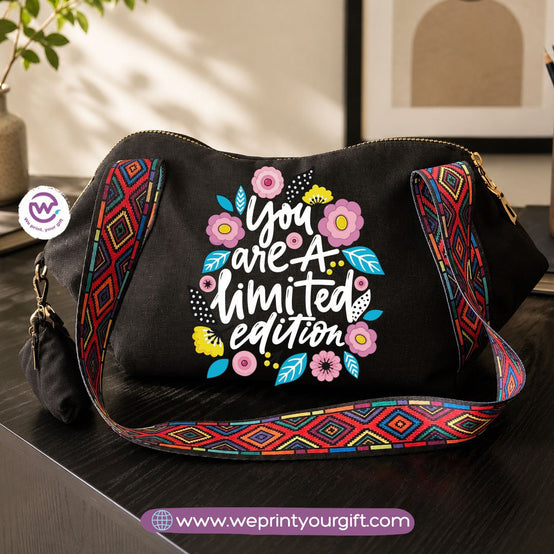 Floral Motivational Shoulder Bag & Pouch Set