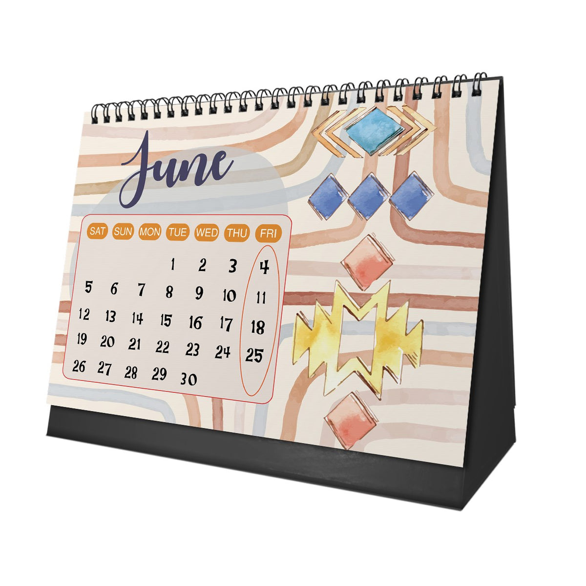 Boho 2027 Desk Calendar – Earthy Tones & Artistic Details