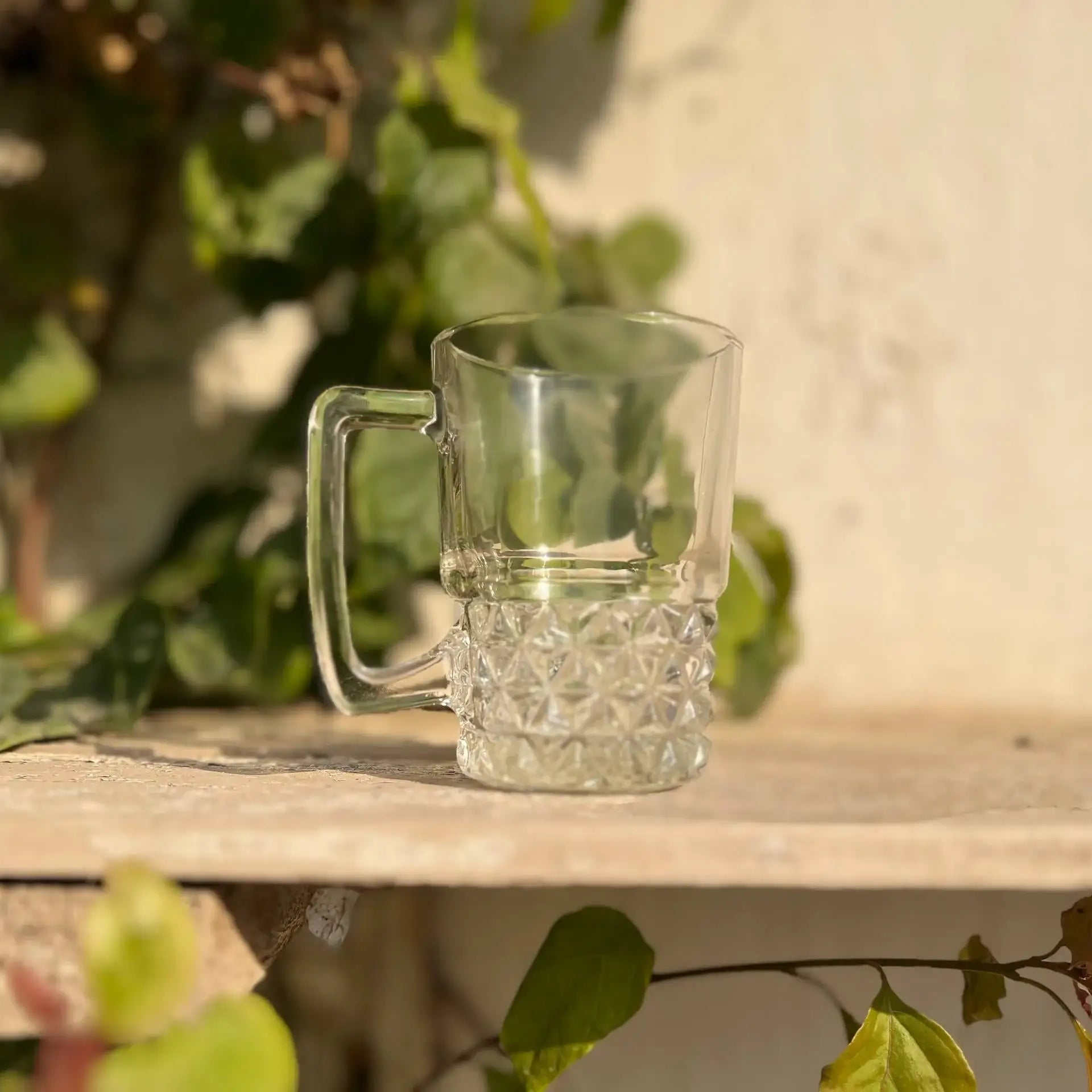 Clear Crystal Pattern Glass Mug – 250 ml | Customization Options - WE PRINT