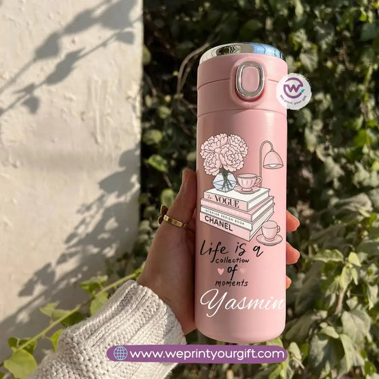 Stainless Steel Thermal Mug with Digital Temperature Display – 420ml - Motivational Floral Designs - WE PRINT