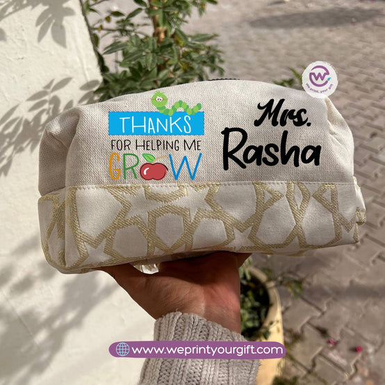 Islamic Pattern Teacher Boxy Pouch – Personalized Cotton Makeup & Pencil Case