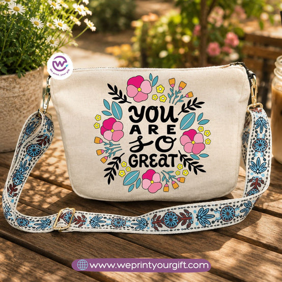 Encouraging Quote Shoulder Bags with Colorful Straps