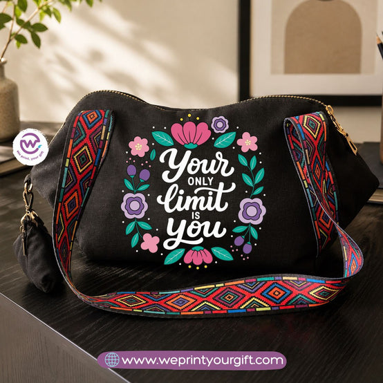 Floral Motivational Shoulder Bag & Pouch Set