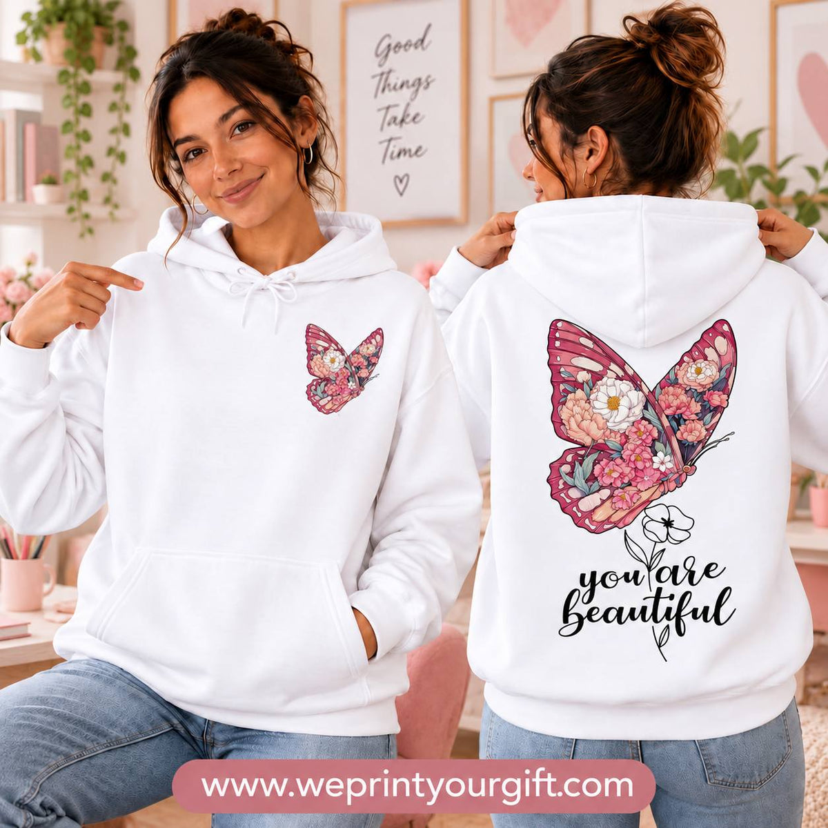 Unisex "Butterfly" Hoodie - Premium Melton Cotton