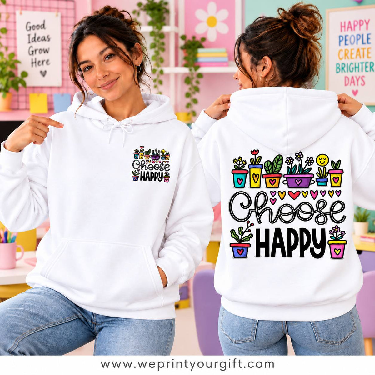 Unisex "Motivational Floral" Hoodie - Premium Melton Cotton
