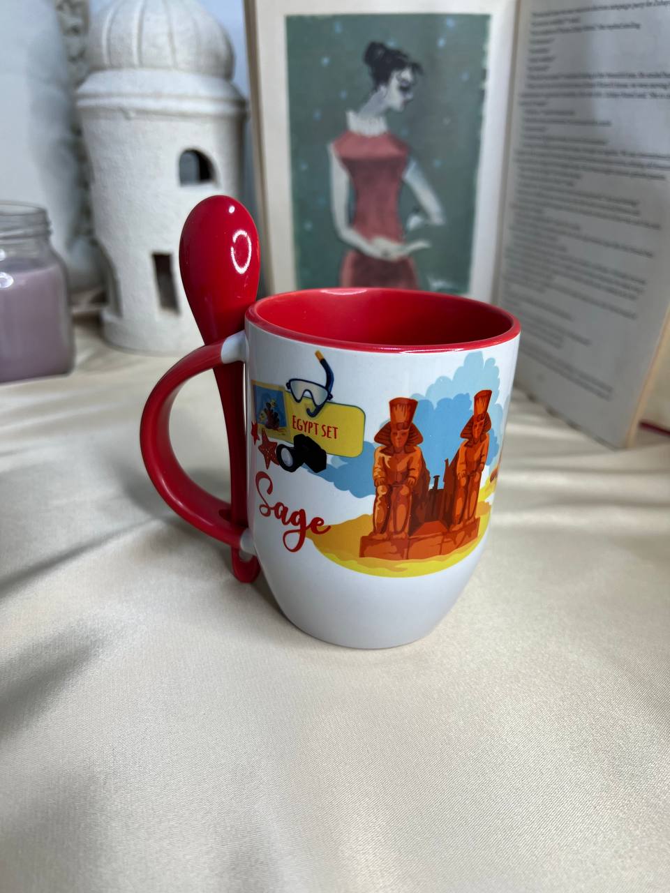 Red Mug with Spoon- Buy 2 get 1 Free