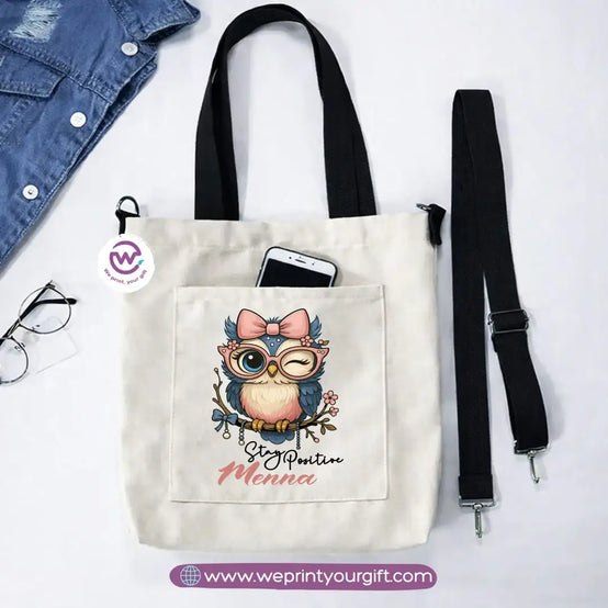 Canvas Tote Bag with Adjustable Shoulder Straps – 35 × 35 cm | Cute Owl Design - WE PRINT