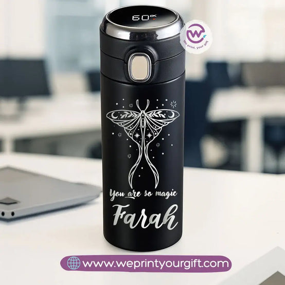 Stainless Steel Thermal Mug with Digital Temperature Display – 420ml | Motivational One Line Art (English Quotes) - WE PRINT