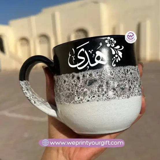 Black & White Handmade Pottery Mug – Customization Options - WE PRINT