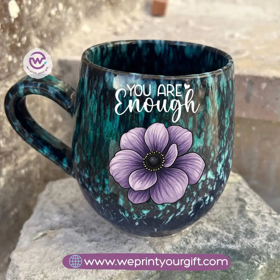 Dark Blue & Green Galaxy Pottery Mug – 400 ml | Digital Art Designs - WE PRINT